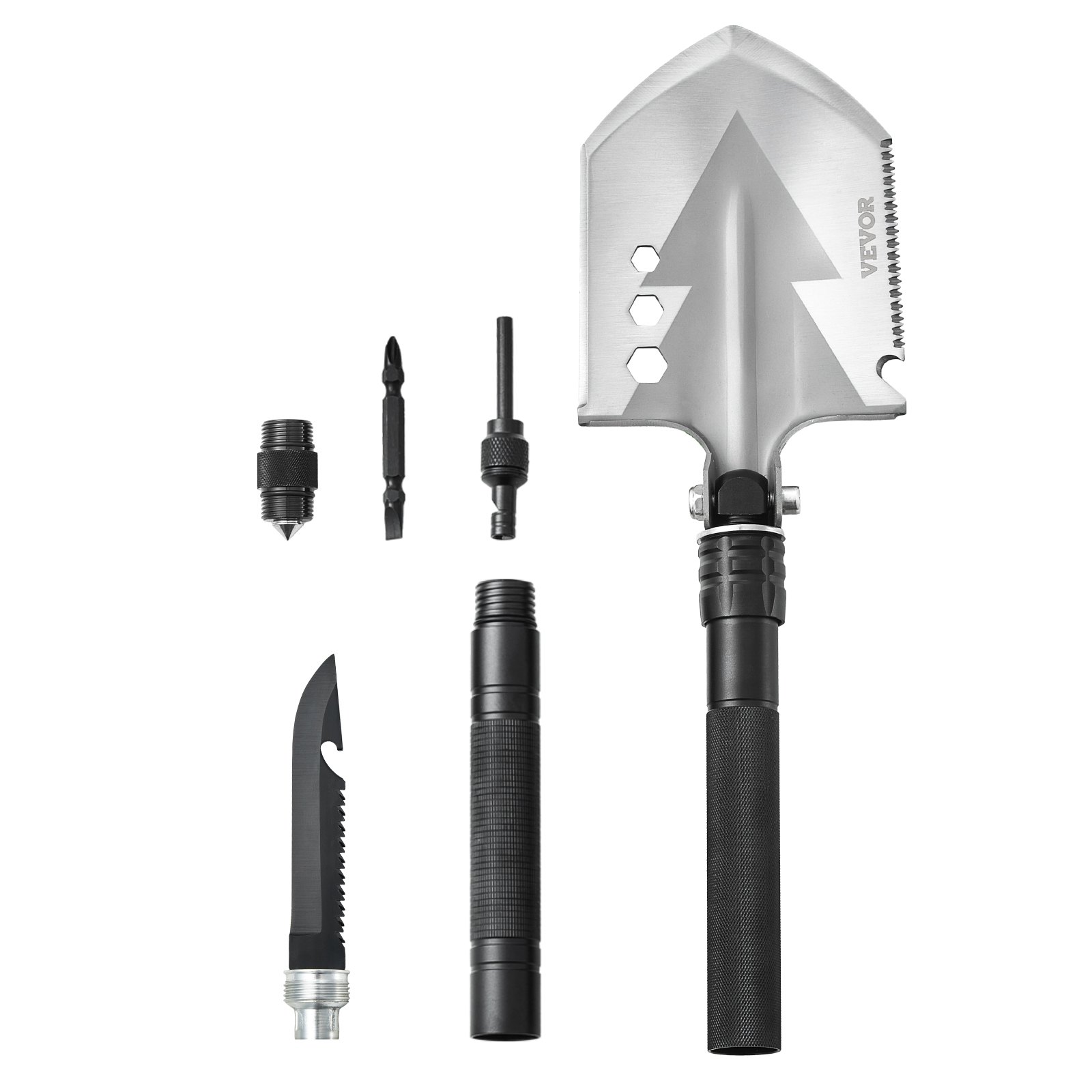 Survival Shovel, 8 In 1 Camping Shovel Folding Multitool, Military Grade Portable Compact Tactical Shovel, Multifunction For Off-Roading, Camping, Hiking, Outdoor, Survivalist And Emergency