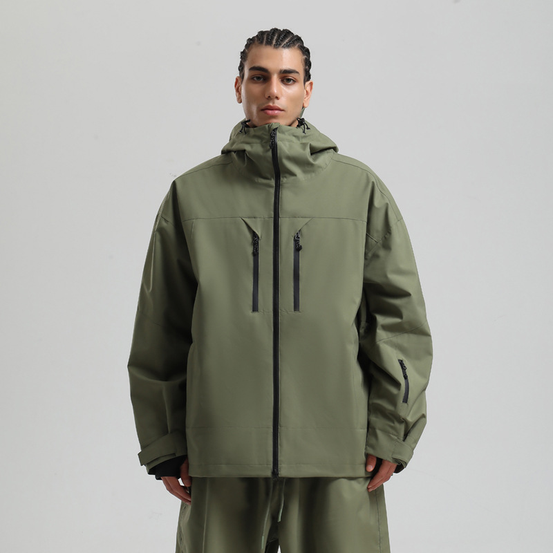 Men's Waterproof Breathable And Loose Zip Ski Suit Jacket
