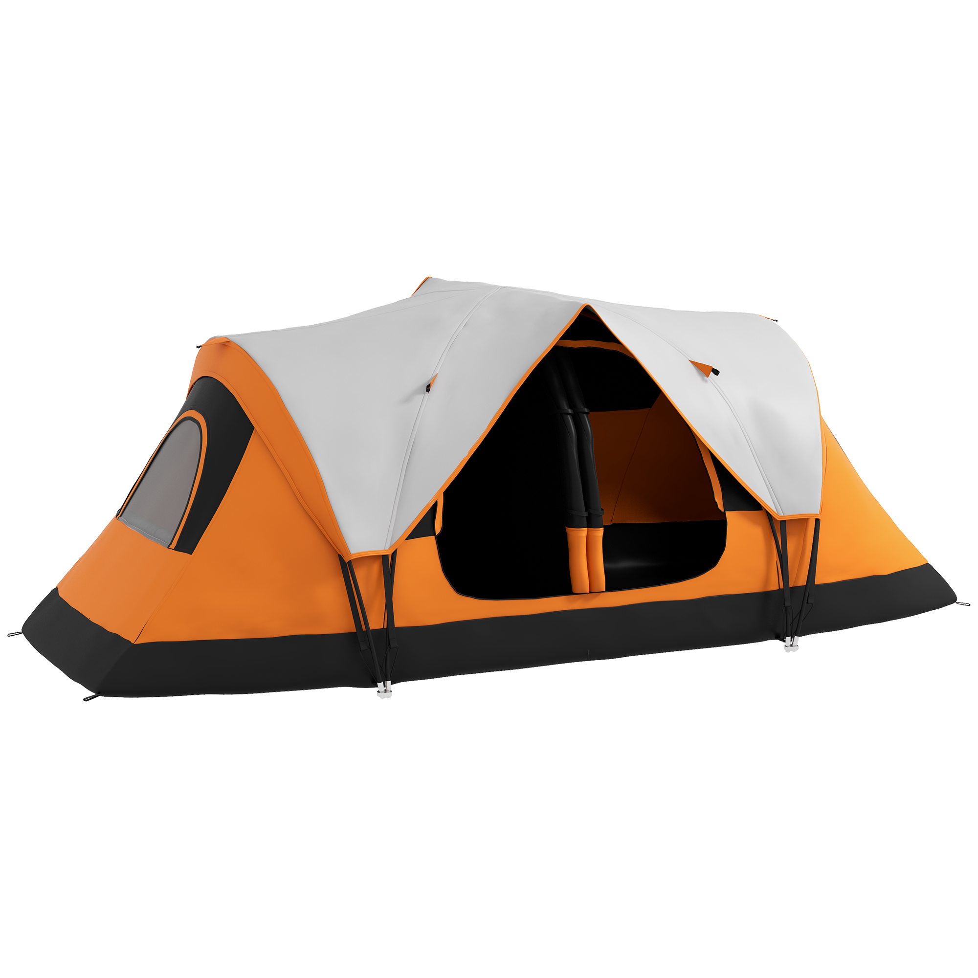 2 Bedroom Tent Six-man Seates Family Camping For Outdoor Adventure, Orange